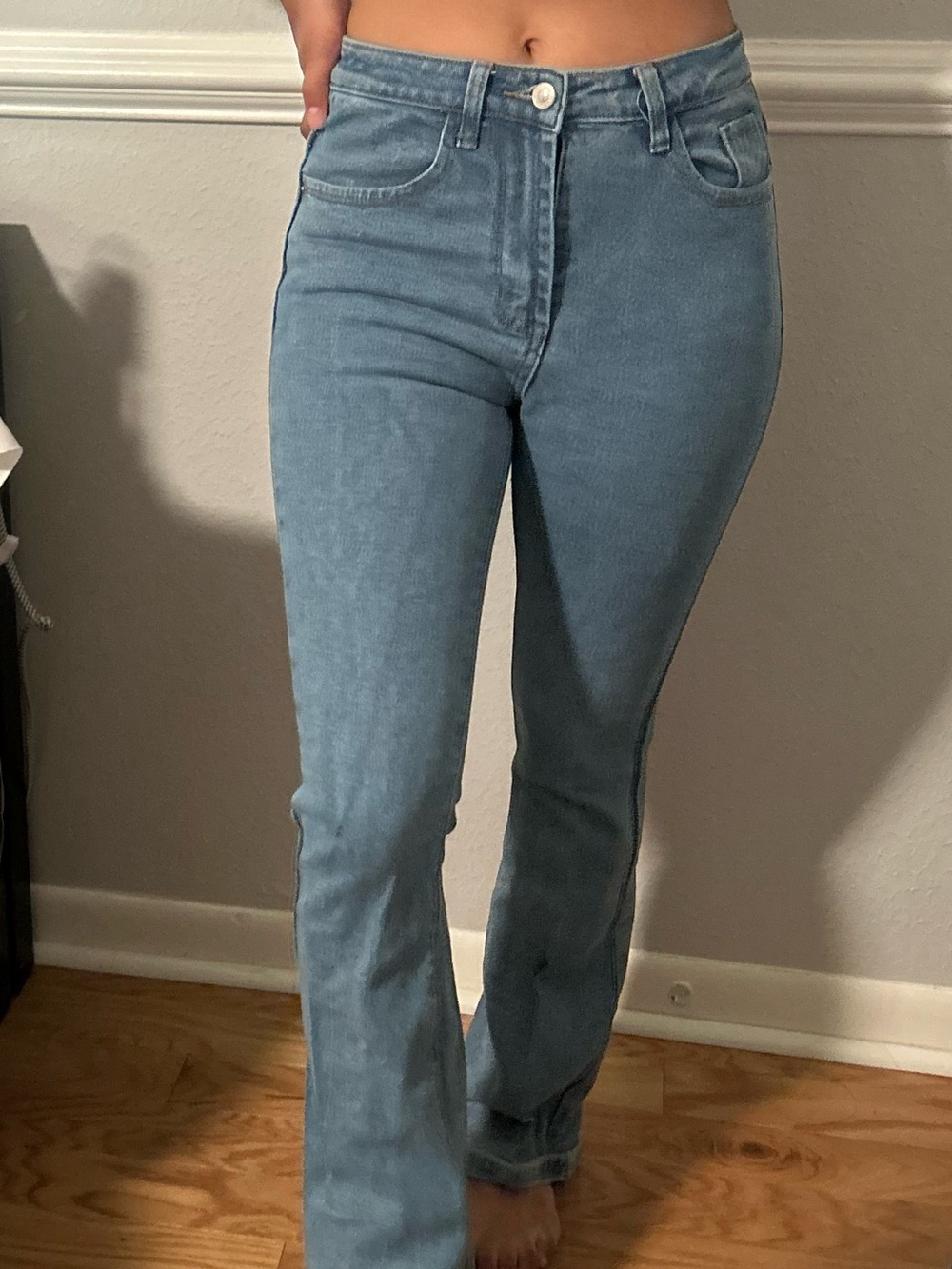 Princess Polly Mid-Wash High-Rise Flare Jeans